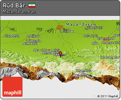 Physical Panoramic Map of Rūd Bār