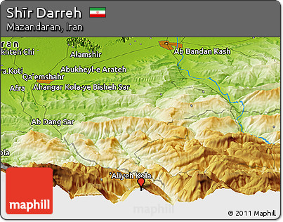 Physical Panoramic Map of Shīr Darreh