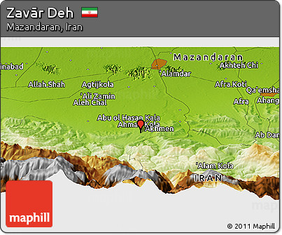 Physical Panoramic Map of Zavār Deh