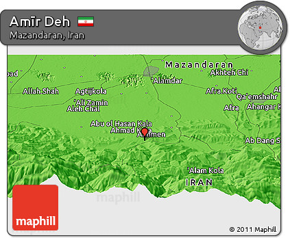 Political Panoramic Map of Amīr Deh