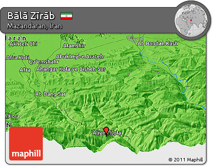 Political Panoramic Map of Bālā Zīrāb