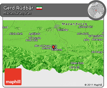 Political Panoramic Map of Gerd Rūdbār
