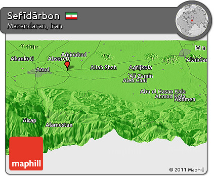 Political Panoramic Map of Sefīdārbon