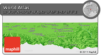 Political Panoramic Map of the Area around 36° 19' 55" N, 52° 46' 29" E