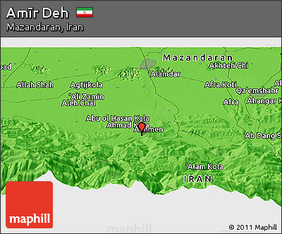 Political Panoramic Map of Amīr Deh