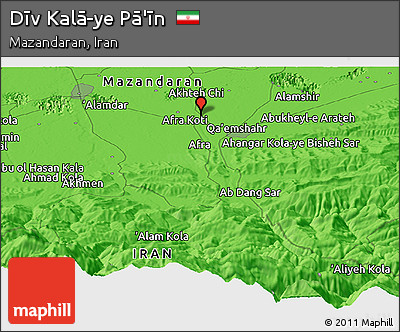 Political Panoramic Map of Dīv Kalā-ye Pā'īn