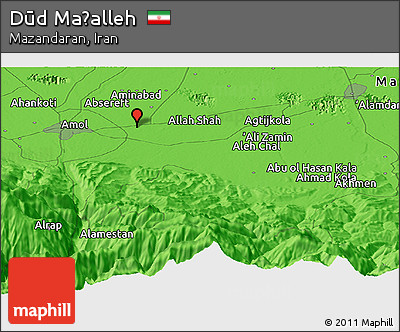 Political Panoramic Map of Dūd Maḩalleh