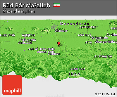 Political Panoramic Map of Rūd Bār Maḩalleh