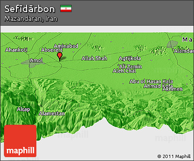 Political Panoramic Map of Sefīdārbon