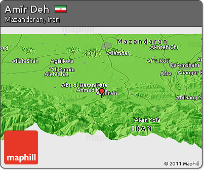 Political Panoramic Map of Amīr Deh