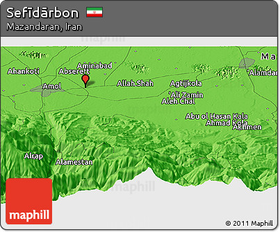 Political Panoramic Map of Sefīdārbon