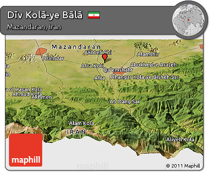 Satellite Panoramic Map of Dīv Kolā-ye Bālā