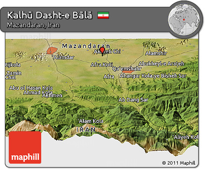 Satellite Panoramic Map of Kalhū Dasht-e Bālā