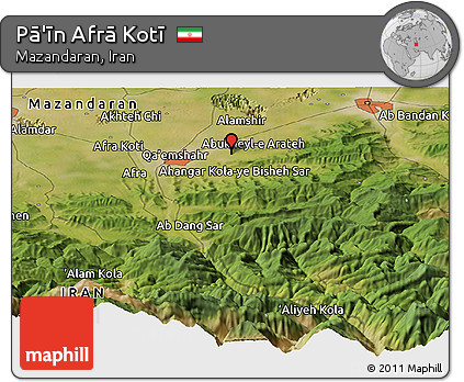 Satellite Panoramic Map of Pā'īn Afrā Kotī