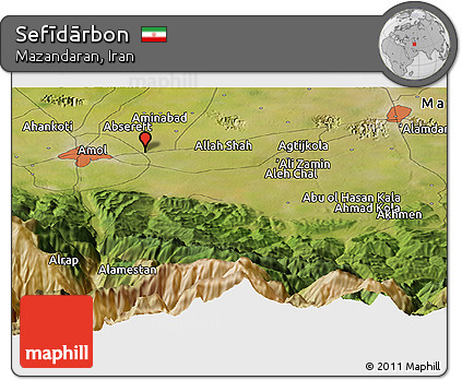Satellite Panoramic Map of Sefīdārbon