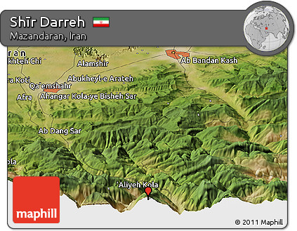 Satellite Panoramic Map of Shīr Darreh