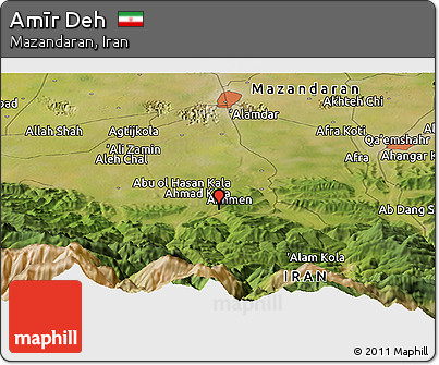 Satellite Panoramic Map of Amīr Deh