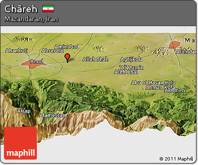 Satellite Panoramic Map of Chāreh