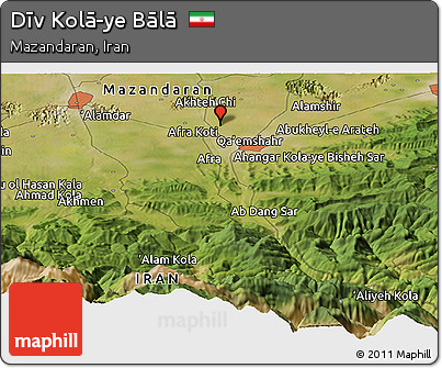 Satellite Panoramic Map of Dīv Kolā-ye Bālā