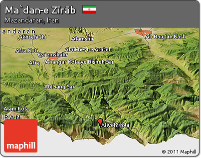 Satellite Panoramic Map of Ma`dan-e Zīrāb