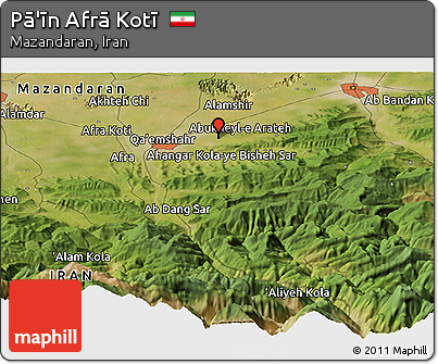 Satellite Panoramic Map of Pā'īn Afrā Kotī