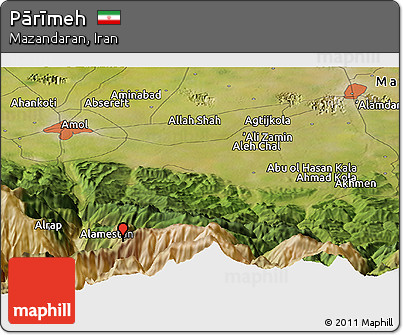 Satellite Panoramic Map of Pārīmeh