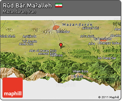 Satellite Panoramic Map of Rūd Bār Maḩalleh