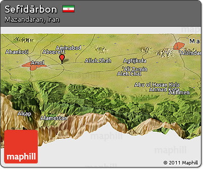 Satellite Panoramic Map of Sefīdārbon