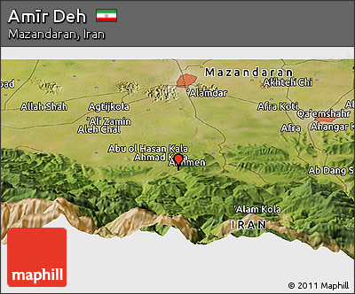 Satellite Panoramic Map of Amīr Deh