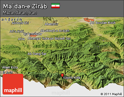 Satellite Panoramic Map of Ma`dan-e Zīrāb