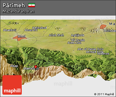 Satellite Panoramic Map of Pārīmeh