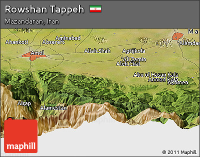 Satellite Panoramic Map of Rowshan Tappeh