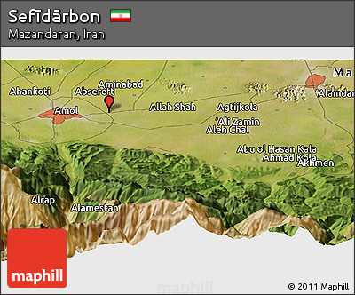 Satellite Panoramic Map of Sefīdārbon