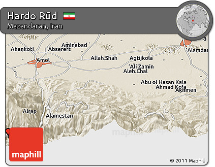 Shaded Relief Panoramic Map of Hardo Rūd