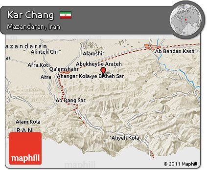 Shaded Relief Panoramic Map of Kar Chang