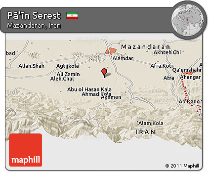 Shaded Relief Panoramic Map of Pā'īn Serest