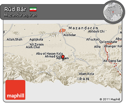 Shaded Relief Panoramic Map of Rūd Bār