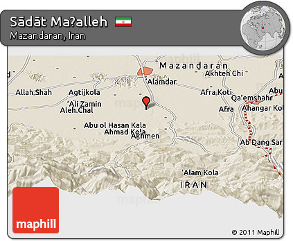 Shaded Relief Panoramic Map of Sādāt Maḩalleh