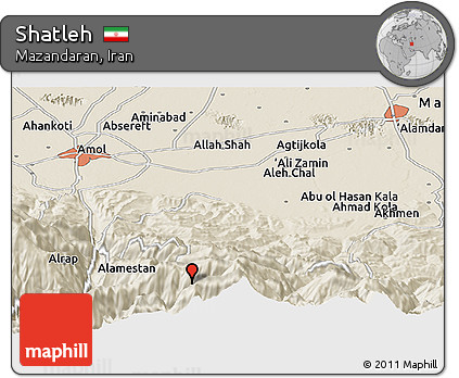 Shaded Relief Panoramic Map of Shatleh