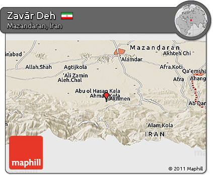 Shaded Relief Panoramic Map of Zavār Deh