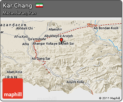 Shaded Relief Panoramic Map of Kar Chang