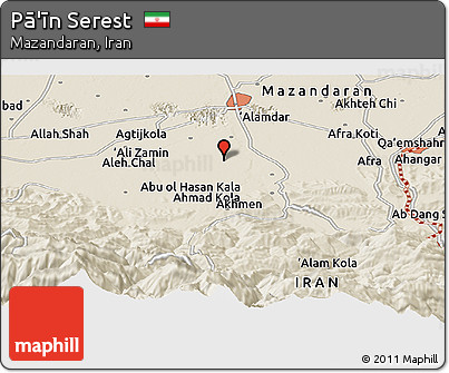 Shaded Relief Panoramic Map of Pā'īn Serest