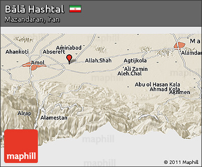 Shaded Relief Panoramic Map of Bālā Hashtal