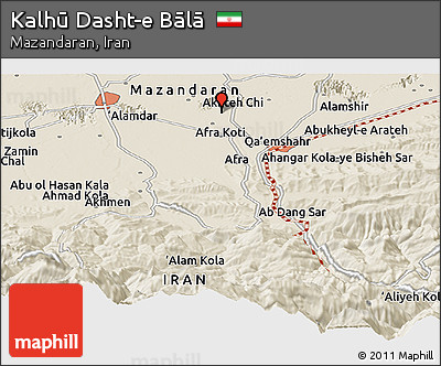 Shaded Relief Panoramic Map of Kalhū Dasht-e Bālā