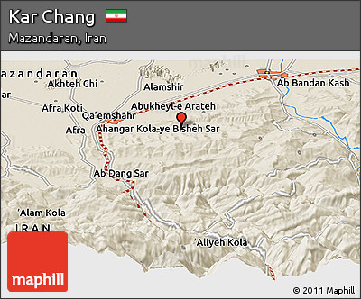 Shaded Relief Panoramic Map of Kar Chang