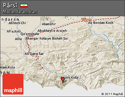 Shaded Relief Panoramic Map of Pārsī