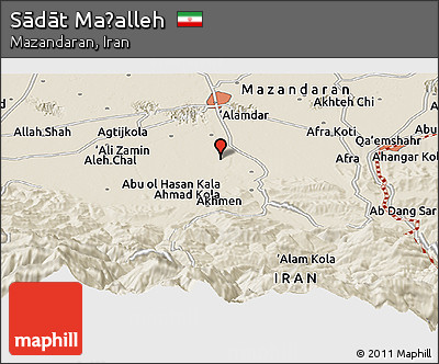 Shaded Relief Panoramic Map of Sādāt Maḩalleh