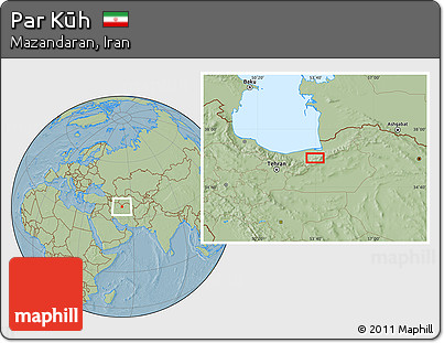 Savanna Style Location Map of Par Kūh, hill shading