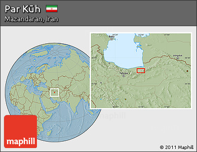 Savanna Style Location Map of Par Kūh, hill shading