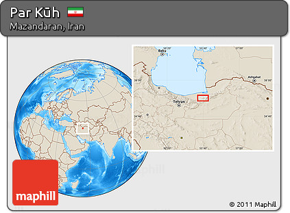 Shaded Relief Location Map of Par Kūh